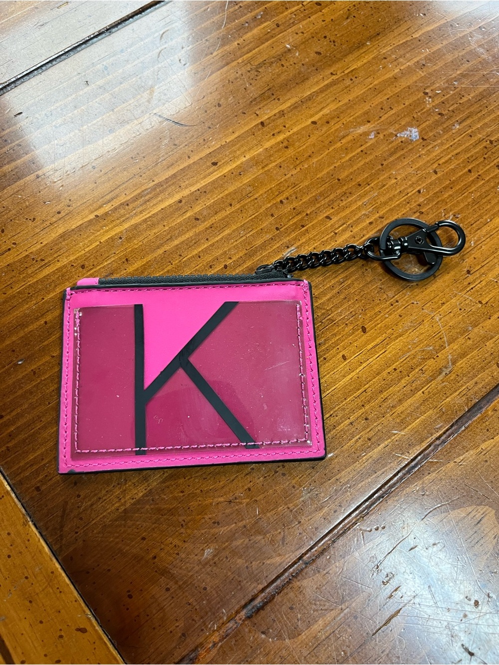 Kendall + Kylie HOT Pink Initial K Card Holder Keychain Y2K EUC